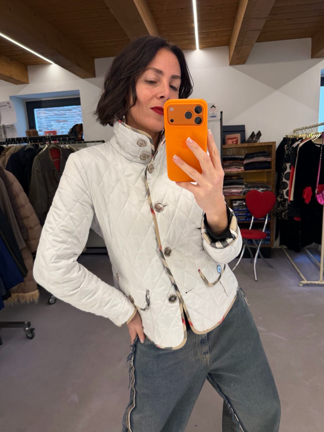 TRAPUNTINO BURBERRY DONNA GHIACCIO INTERNO E PROFILI CHECK