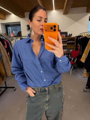 CAMICIA YSL AZZURRO INTENSO COTONE NUOVA