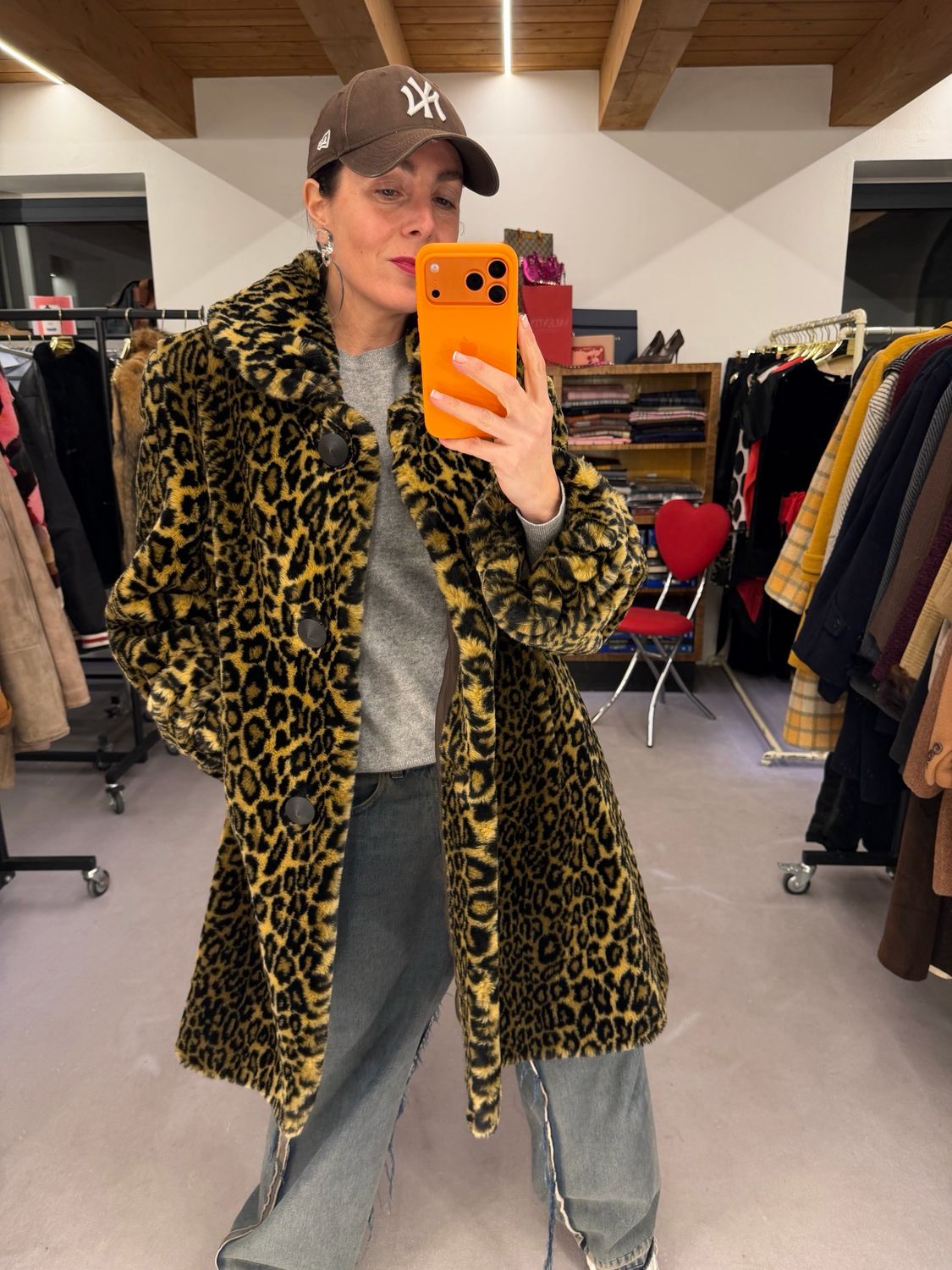 PELLICCIA ECOLOGICA VINTAGE LEOPARDATA NUOVA