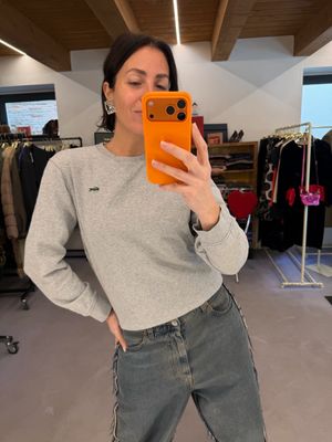 FELPA LACOSTE GIROCOLLO GRIGIO