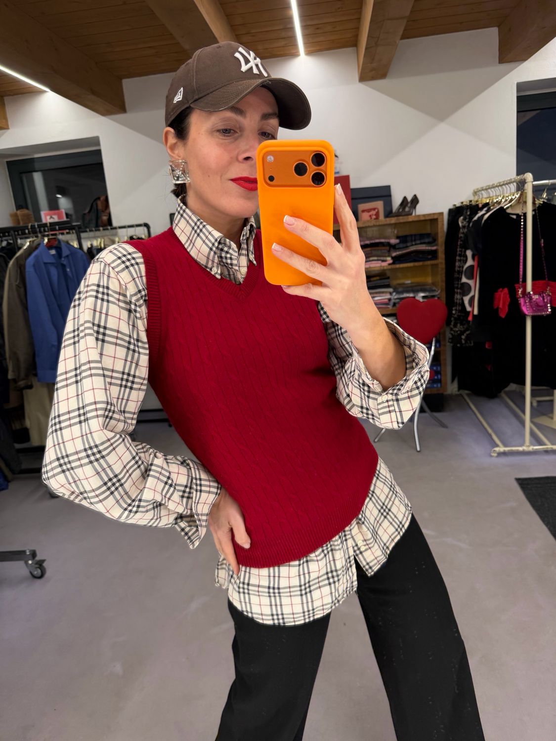 GILET PURO CASHMERE TRECCE PORPORA