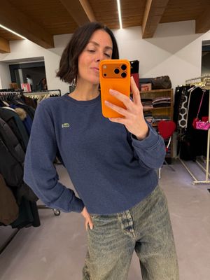 FELPA LACOSTE GIROCOLLO BLU MÉLANGE 