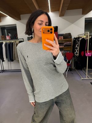 T-SHIRT RALPH LAUREN GRIGIO CHIARO MÉLANGE NIDO D APE