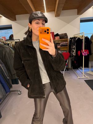 GIUBBOTTO VERA PELLE SCAMOSCIATA TESTA DI MORO TG 50 UNISEX