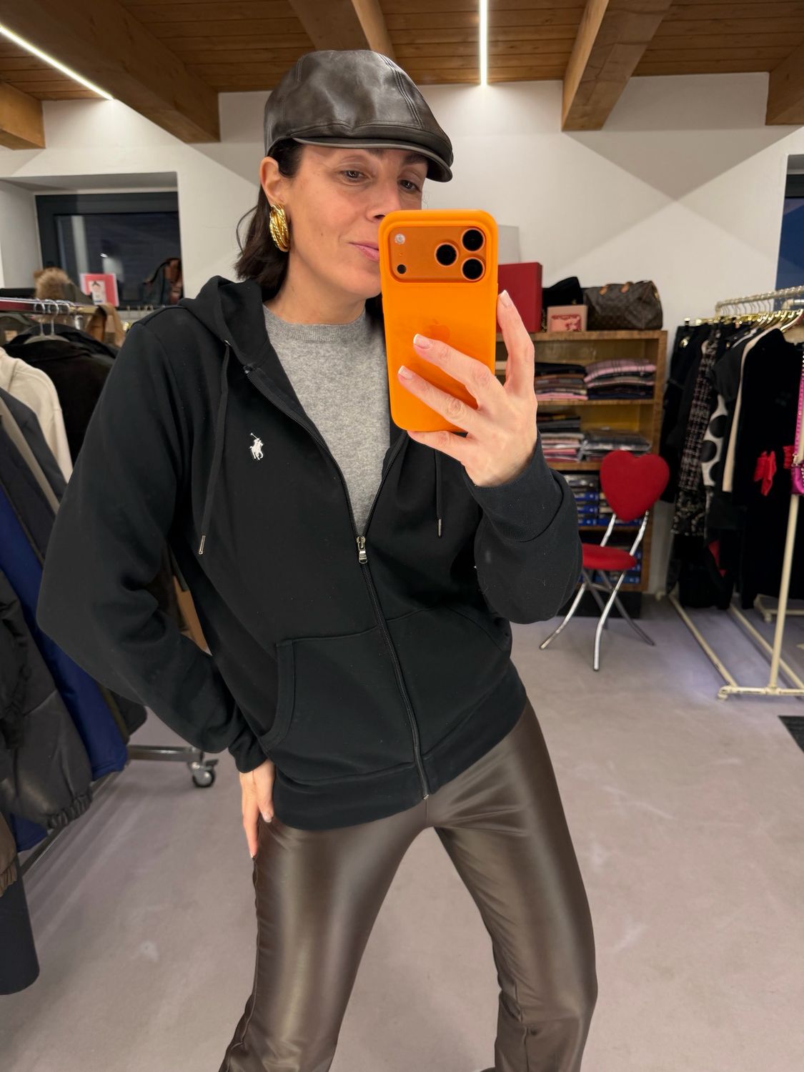 FELPA RALPH LAUREN PERFORMANCE NERA CON CAPPUCCIO CAVALLINO BIANCO TG S UNISEX