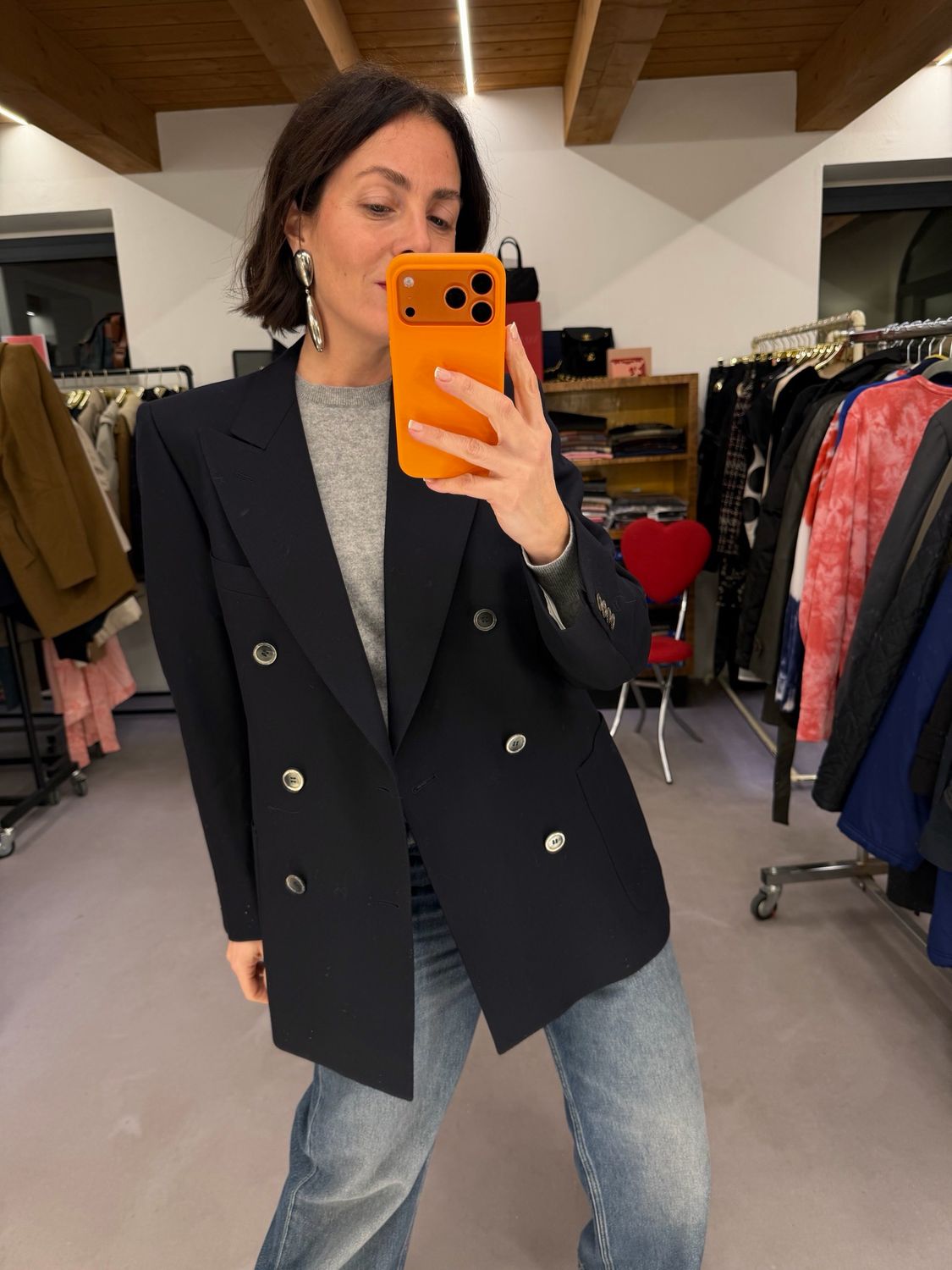 BLAZER VINTAGE BLU DOPPIOPETTO BOTTONI MADREPERLA