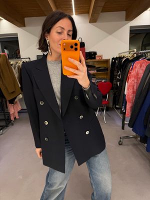 BLAZER VINTAGE BLU DOPPIOPETTO BOTTONI MADREPERLA