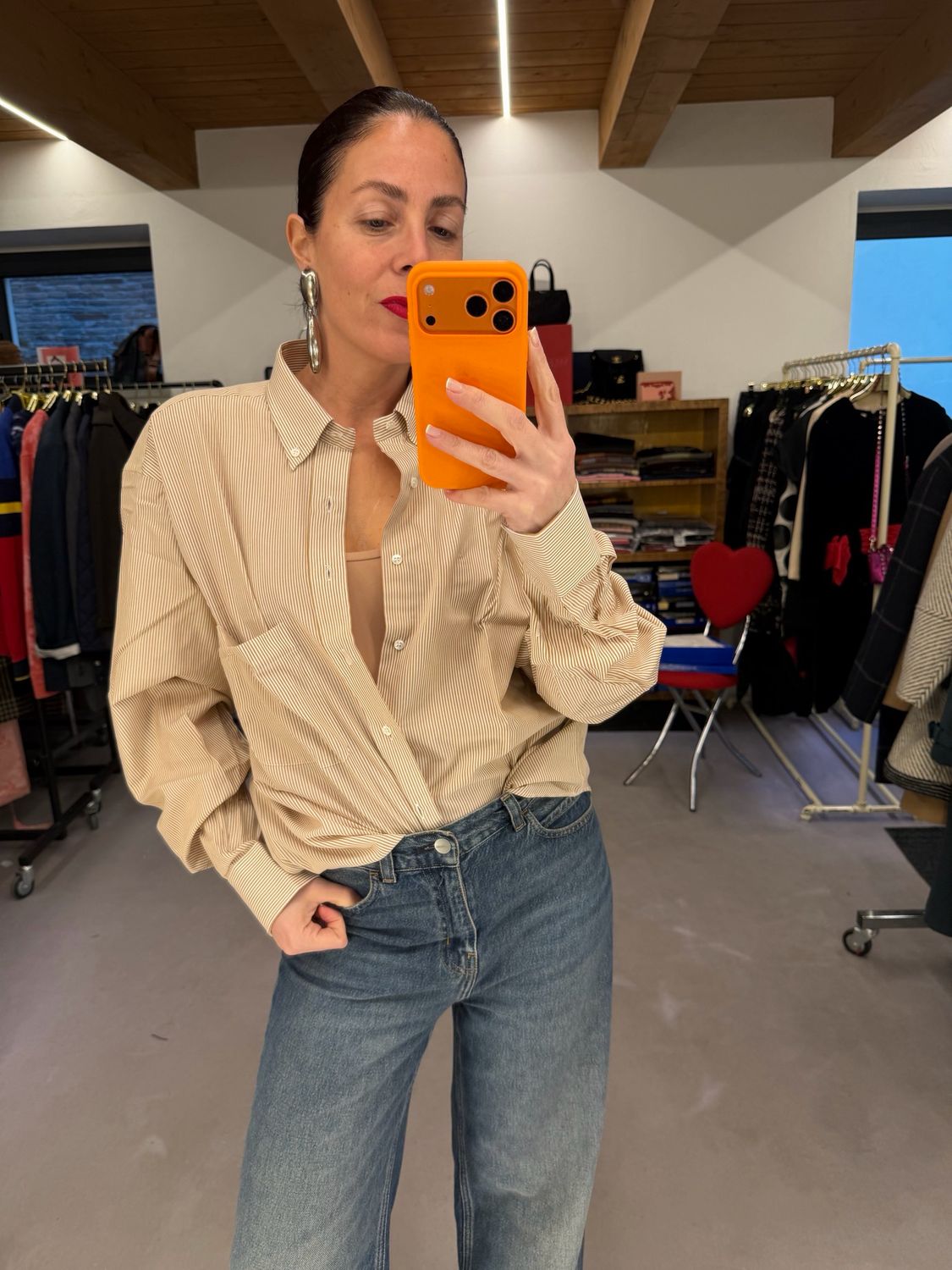 CAMICIA YSL NUOVA RIGATINA NOCCIOLA