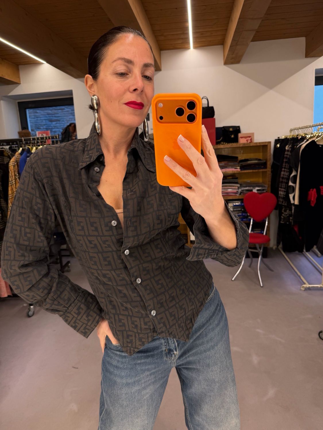 CAMICIA FENDI DONNA MONOGRAM ZUCCA TG 44 DONNA