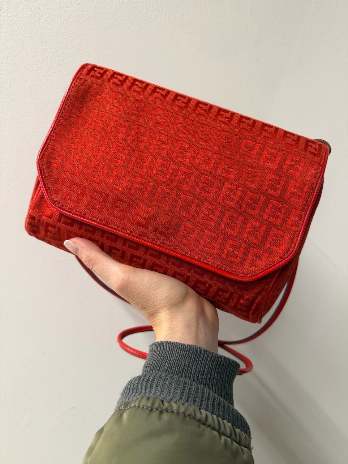 BORSA FENDI VINTAGE MONOGRAM ZUCCHINO ROSSO