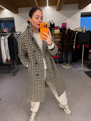 CAPPOTTO VINTAGE PIED DE POULE MAXI DONNA TG M