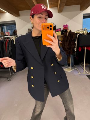 BLAZER MARINA MILITARE FRESCO DI LANA BLU BOTTONI ORO TG 52 SLIM