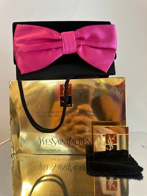BORSA YSL VINTAGE VELLUTO NERO FIOCCO FUCSIA