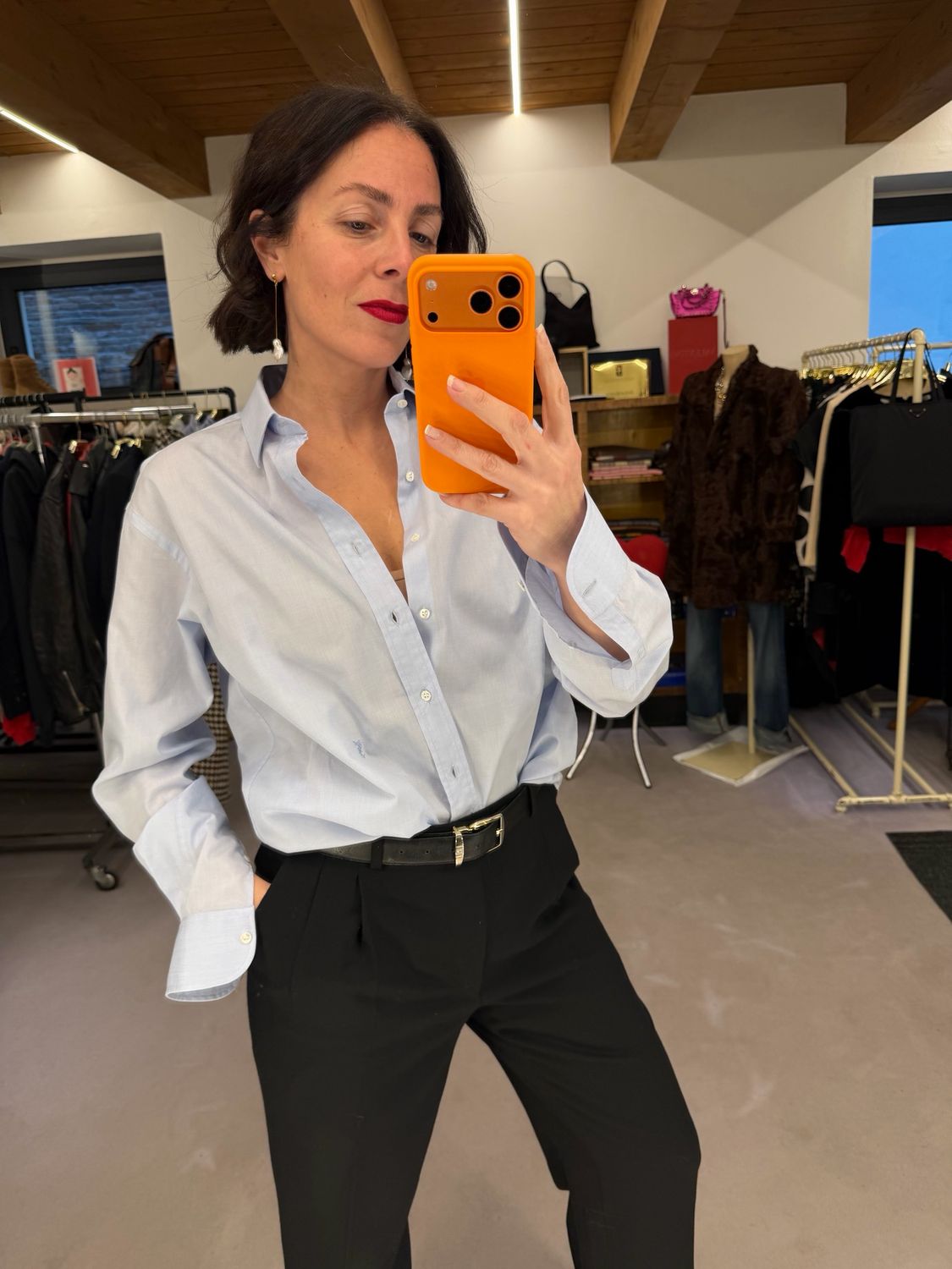 CAMICIA YSL VINTAGE NUOVA AZZURRO CLASSICO