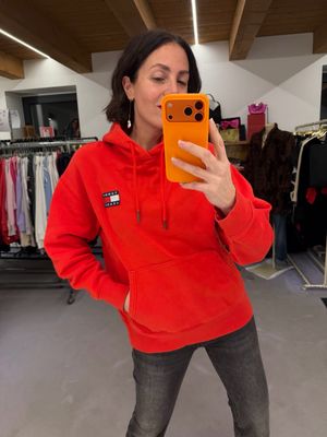 FELPA TOMMY HILFIGHER ROSSA CON CAPPUCCIO