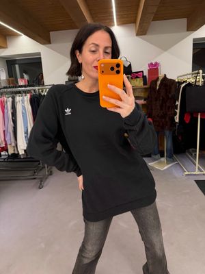 FELPA ADIDAS NERA GIROCOLLO TG L OVER