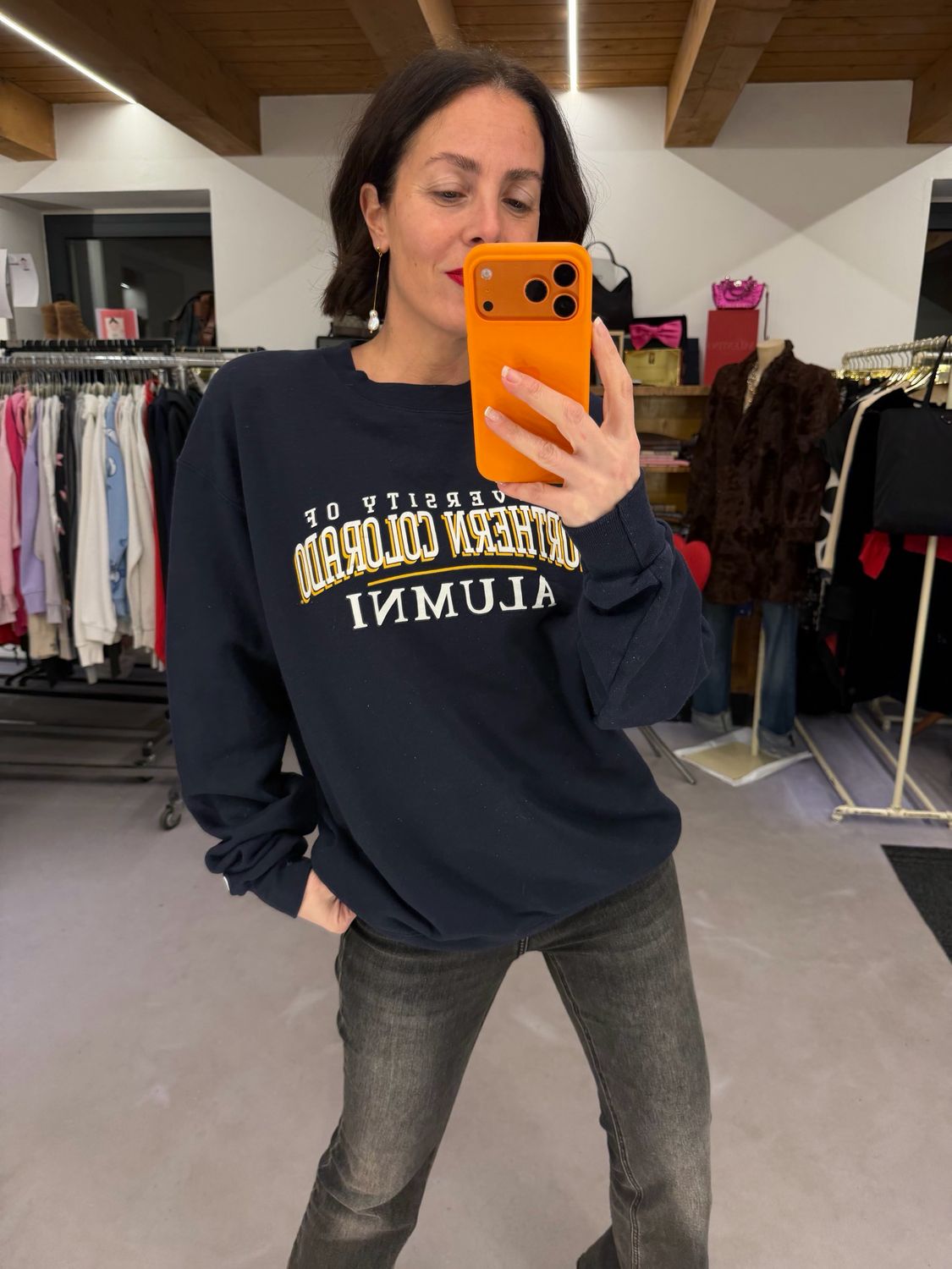 FELPA VINTAGE COLLEGE BY CHAMPION BLU TG L OVER