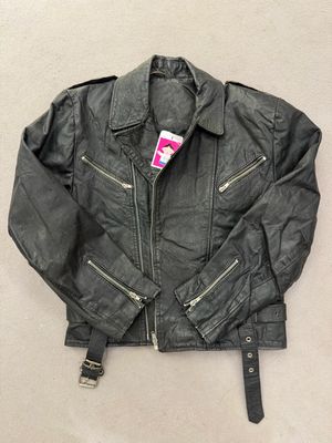 CHIODO VINTAGE VERA PELLE NERO TG S