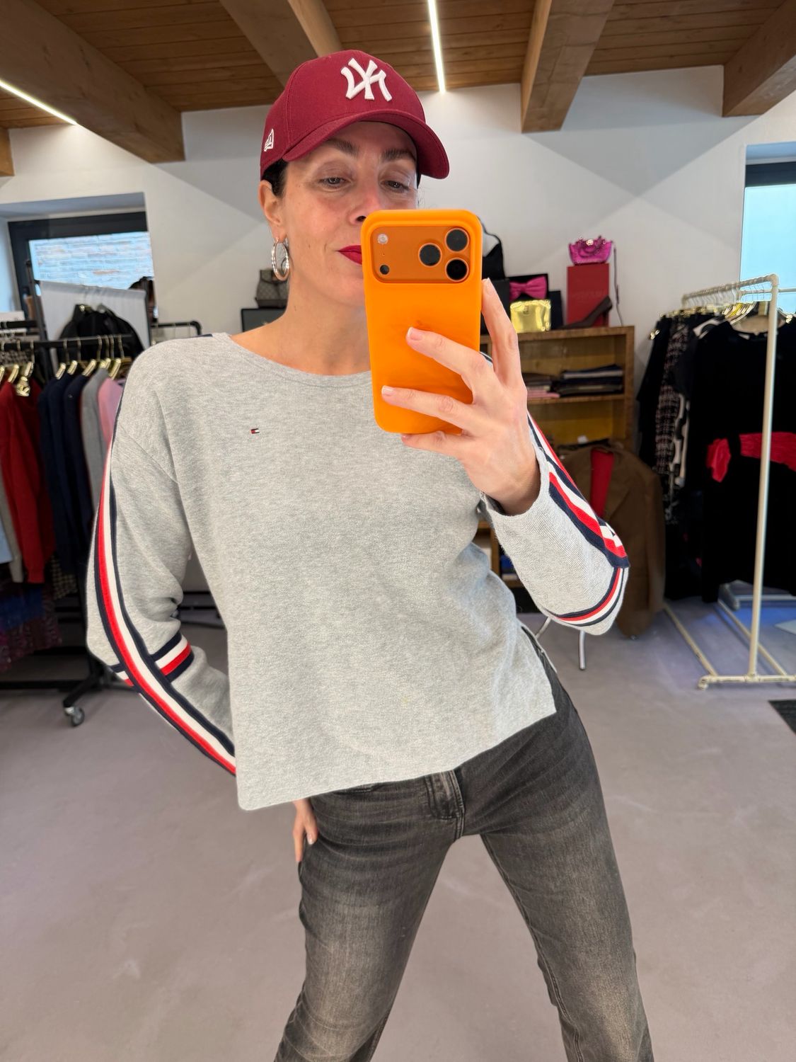 MAGLIONCINO TOMMY HILFIGHER MISTO COTONE GRIGIO CHIARO DONNA TG M 