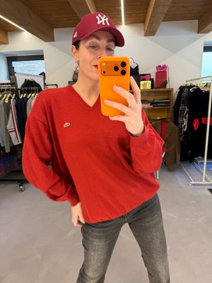 MAGLIONCINO LACOSTE LANA MERINOS LEGGERA ROSSO SCURO UOMO TG XL
