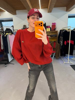 MAGLIONCINO LACOSTE MISTO LANA ROSSO SCURO TG XXL UNISEX GIROCOLLO 