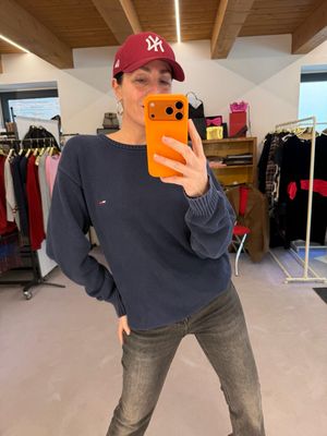 MAGLIONCINO TOMMY HILFIGHER COTONE BLU DENIM UNISEX TG M 