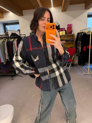 CAMICIA BURBERRY CHECK MAXI BLU 