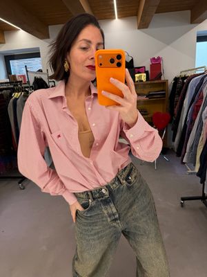 CAMICIA BURBERRY UNISEX FONDO BIANCO SQUADRETTATURA ROSSA