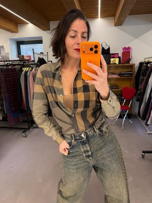 CAMICIA BURBERRY CHECK TONI DEL MARRONE DONNA TG M