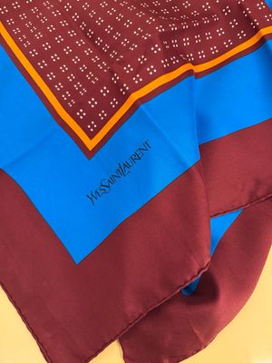 FOULARD YSL PURA SETA FANTASIA OPTICAL BORDEAUX ARANCIO BLUETTE