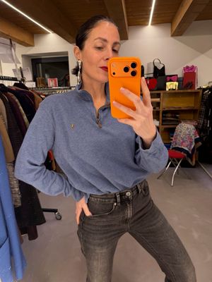 MAGLIONCINO RALPH LAUREN MEZZO COLLO MEZZA ZIP AZZURRO LAVANDA