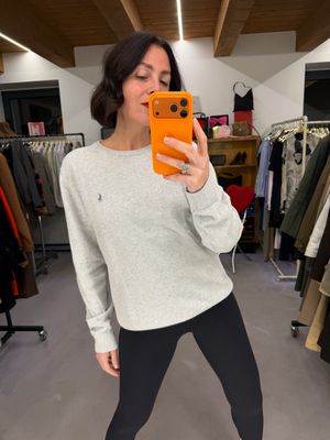 MAGLIONCINO RALPH LAUREN PIMA COTTON GRIGIO CHIARO MÉLANGE CAVALLINO GRIGIO TG XL UNISEX 