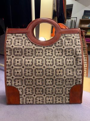 BORSA ANNI 70 TELA CANVAS FANTASIA E PELLE