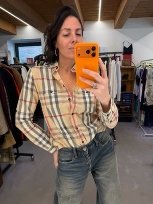 CAMICIA BURBERRY CHECK FILO LAMINATO TG M DONNA