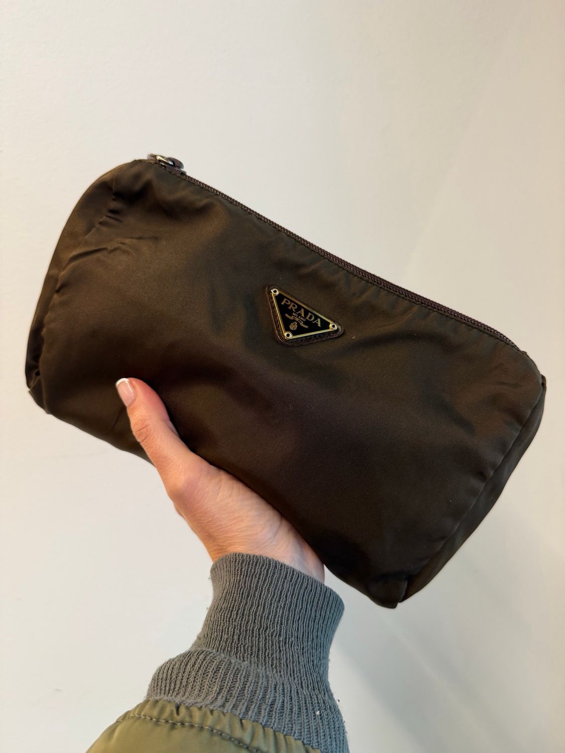 NECESSAIRE PRADA NYLON MARRONE VINTAGE 