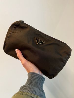 NECESSAIRE PRADA NYLON MARRONE VINTAGE 