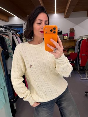 MAGLIONE TOMMY HILFIGHER COTONE PANNA A TRECCE