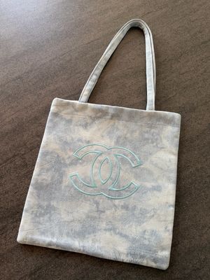 SHOPPER CHANEL TELA CANVAS DENIM MARMORIZZATO AZZURRO TOCCO VELLUTATO