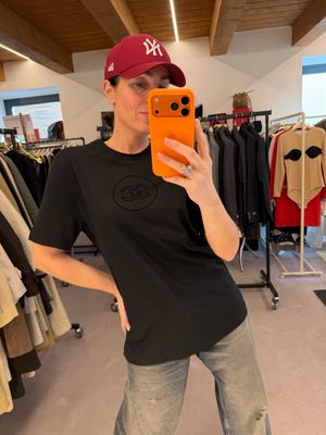 T-SHIRT CHANEL LOGO ROSONE TG M CLASSIC