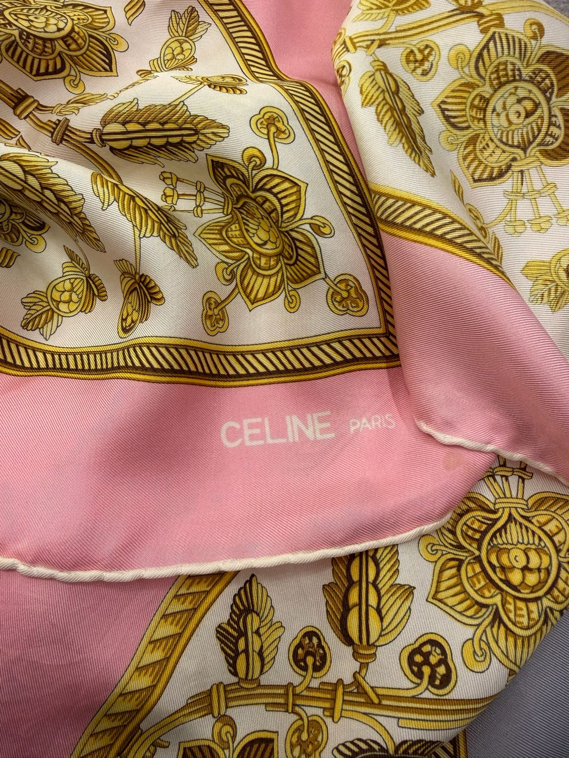 FOULARD CELINE ORO ROSA GRIGIO