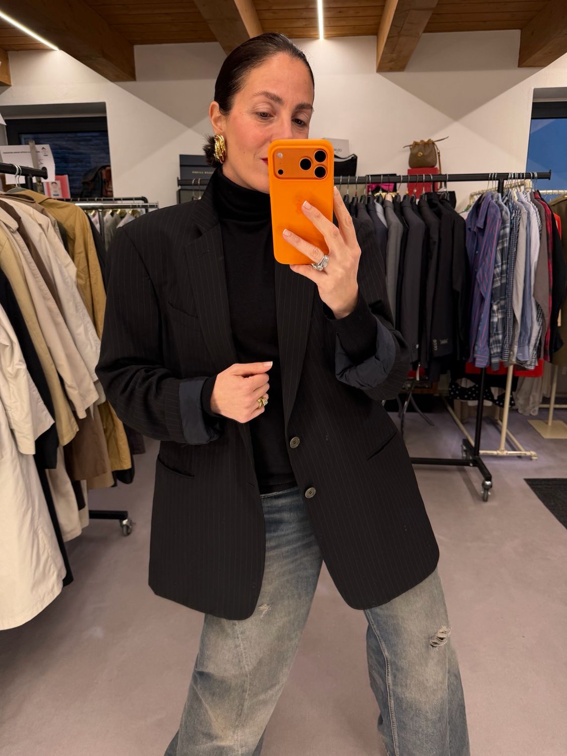 BLAZER NERO GESSATO GIORGIO ARMANI