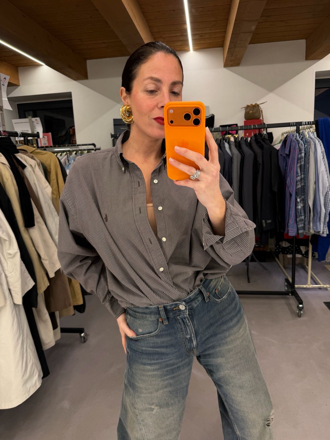 CAMICIA RALPH LAUREN TESTA DI MORO SQUADRETTATURA BIANCA CAVALLINO MARRONE TG M OVER BOTTON DOWN UNISEX