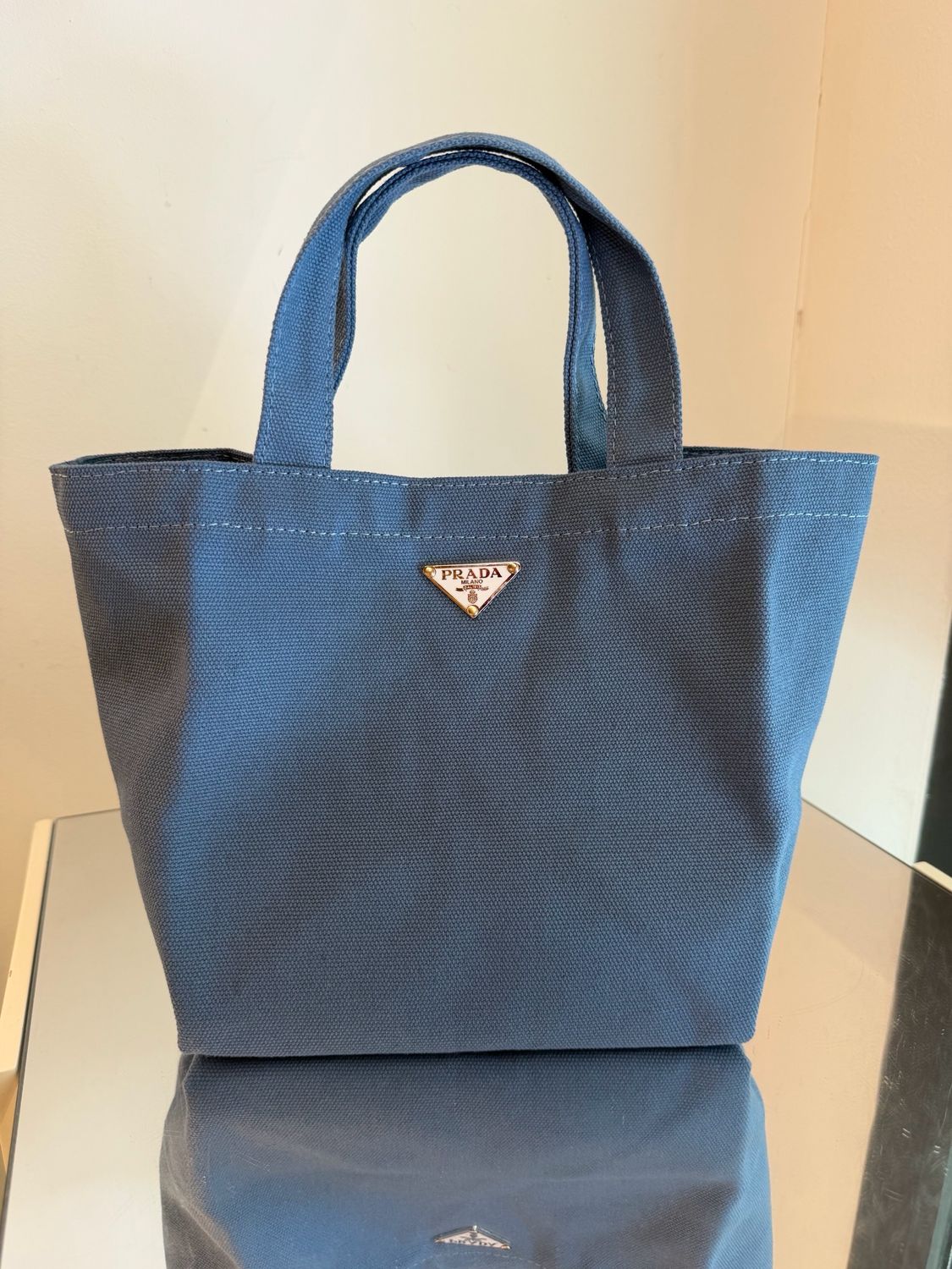 SHOPPERINA PRADA TELA CANVAS AZZURRO DENIM