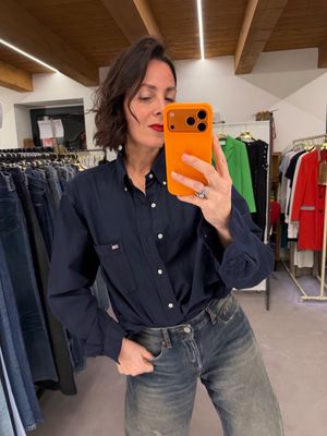 CAMICIA RALPH LAUREN BLU CON BANDIERINA BOTTON DOWN 