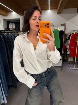 CAMICIA RALPH LAUREN BIANCA CAVALLINO DETTAGLIATO TG L UNISEX