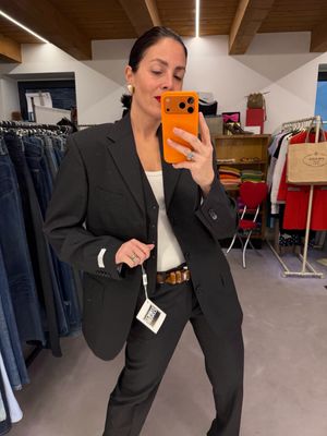 TAILLEUR TRE PEZZI FRESCO DI LANA GRIGIO ANTRACITE GESSATO ENRICO COVERI UNISEX TG 48