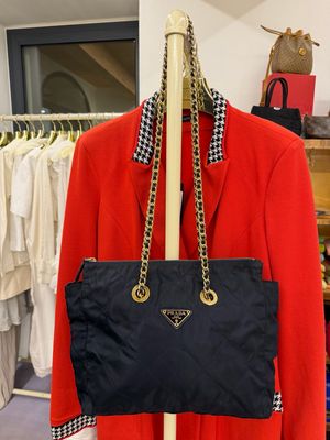 BORSA PRADA NYLON TRAPUNTATO BLU HARDWARE ORO