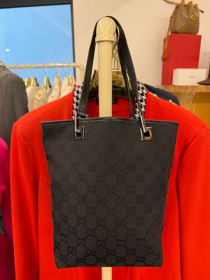 SHOPPERINA GUCCI VINTAGE TESSUTO MONOGRAM E PELLE BLACK