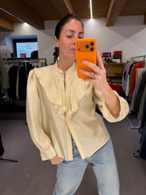 CAMICIA SANRO PURA SETA AVORIO NUOVA CON CARTELLINO