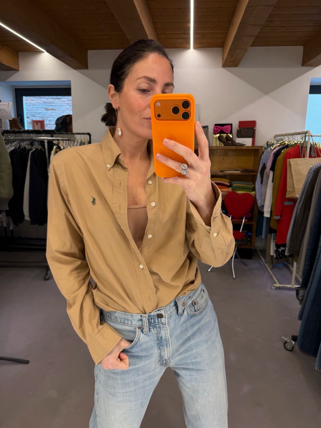 CAMICIA RALPH LAUREN KAKI CAVALLINO VERDE TG S UNISEX 